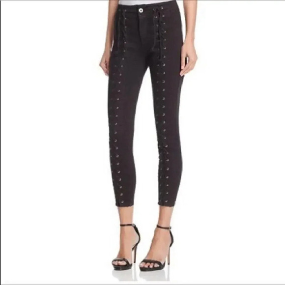 Pistola Black Lace Up Corset Skinny Cropped Ankle Jeans Size 25 - Picture 3 of 9